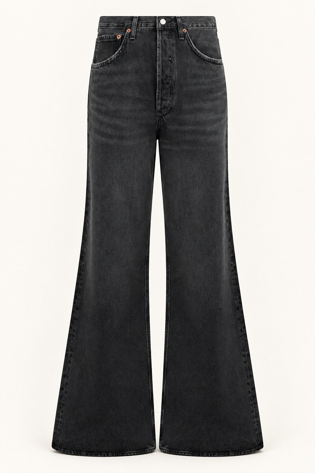 AGOLDE Bell-Bottom Jeans Black Cotton, front