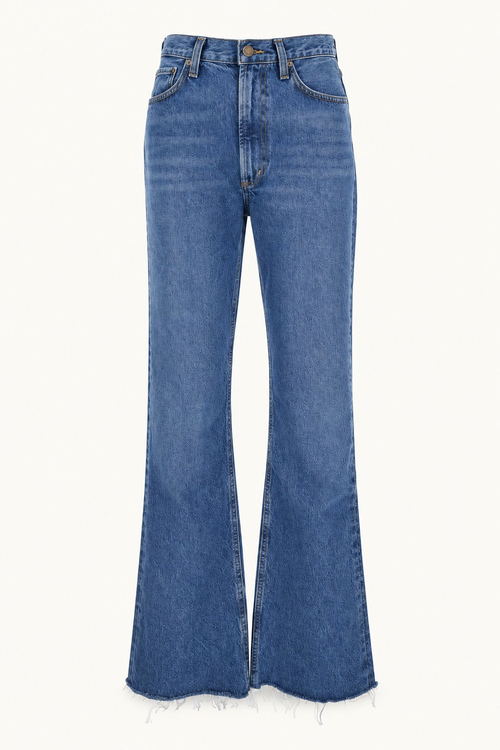AGOLDE Blue Flared Leg Jeans With Logo Patch, front