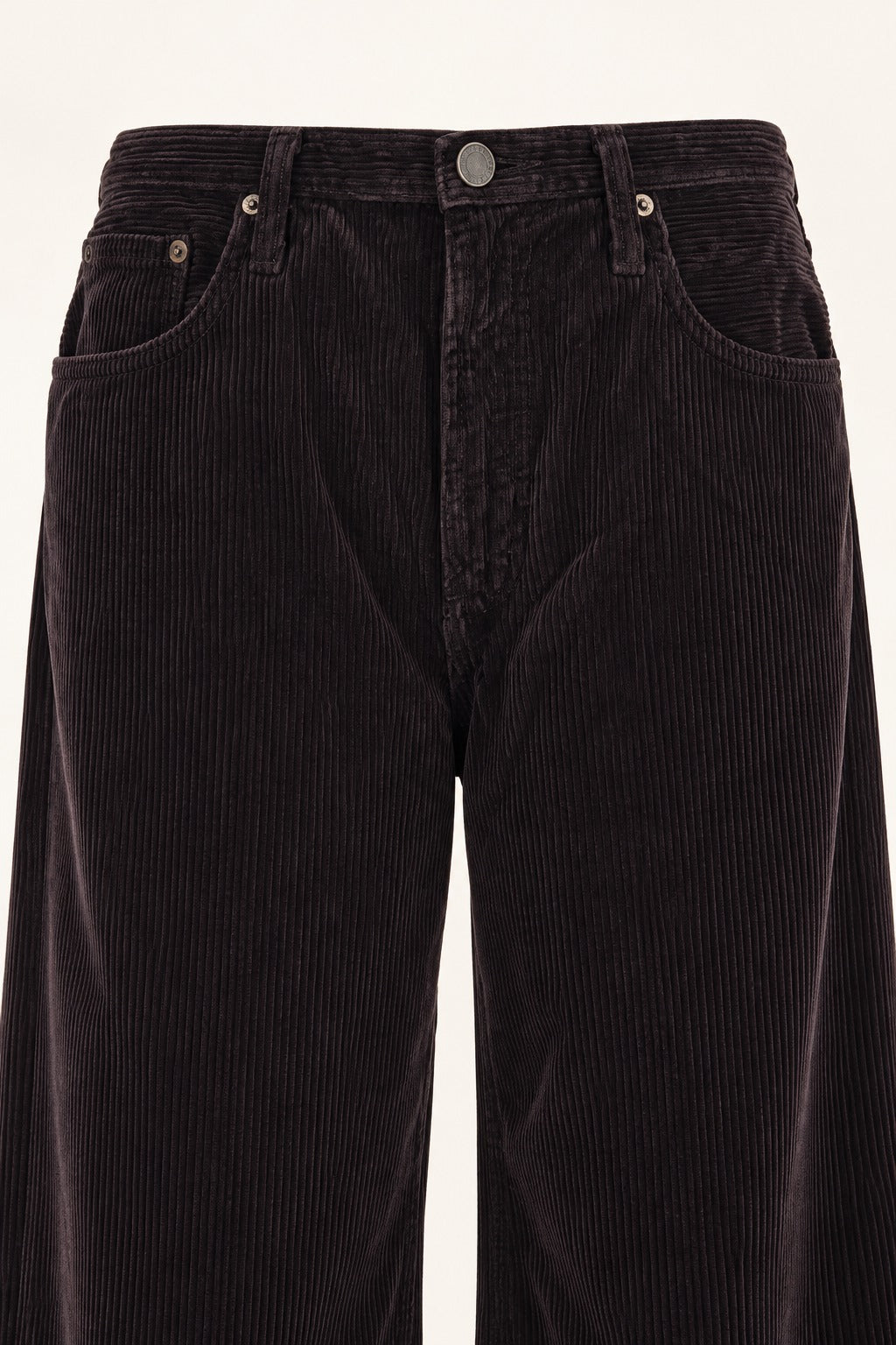 AGOLDE Brown Corduroy Wide Leg Pants With Belt Loops, detail