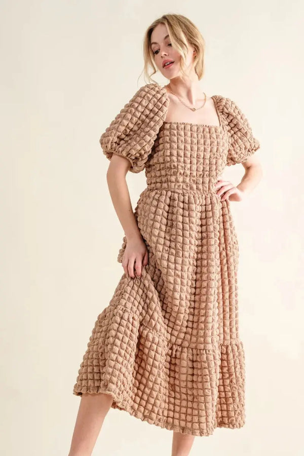 Trendsi And The Why Square Neck Puff Sleeve Dress - Full Size Women's Apparel