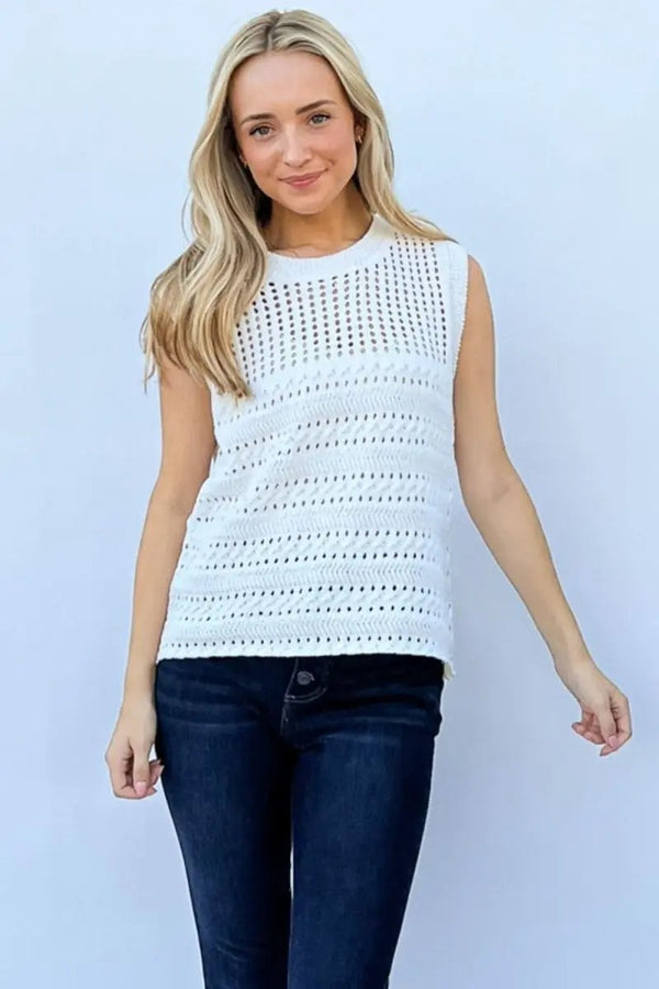 And The Why Hollowed Out Buttoned Tank by Lovesalve WS