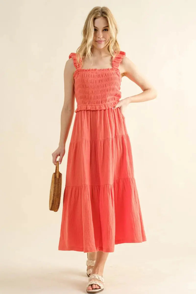 Trendsi And The Why Women's Smocked Ruffled Tiered Dress - Apparel & Accessories > Clothing > Dresses