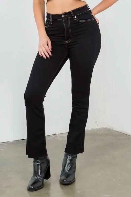 Jean - Ankle Cropped Flare - Jet Black