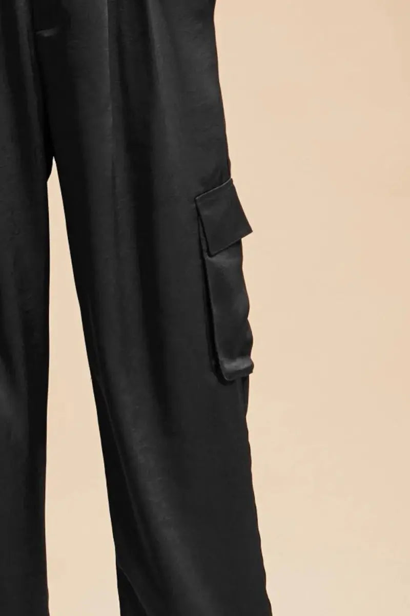 Trendsi Annie Wear Wide Leg Cargo Satin Pants for Trendy