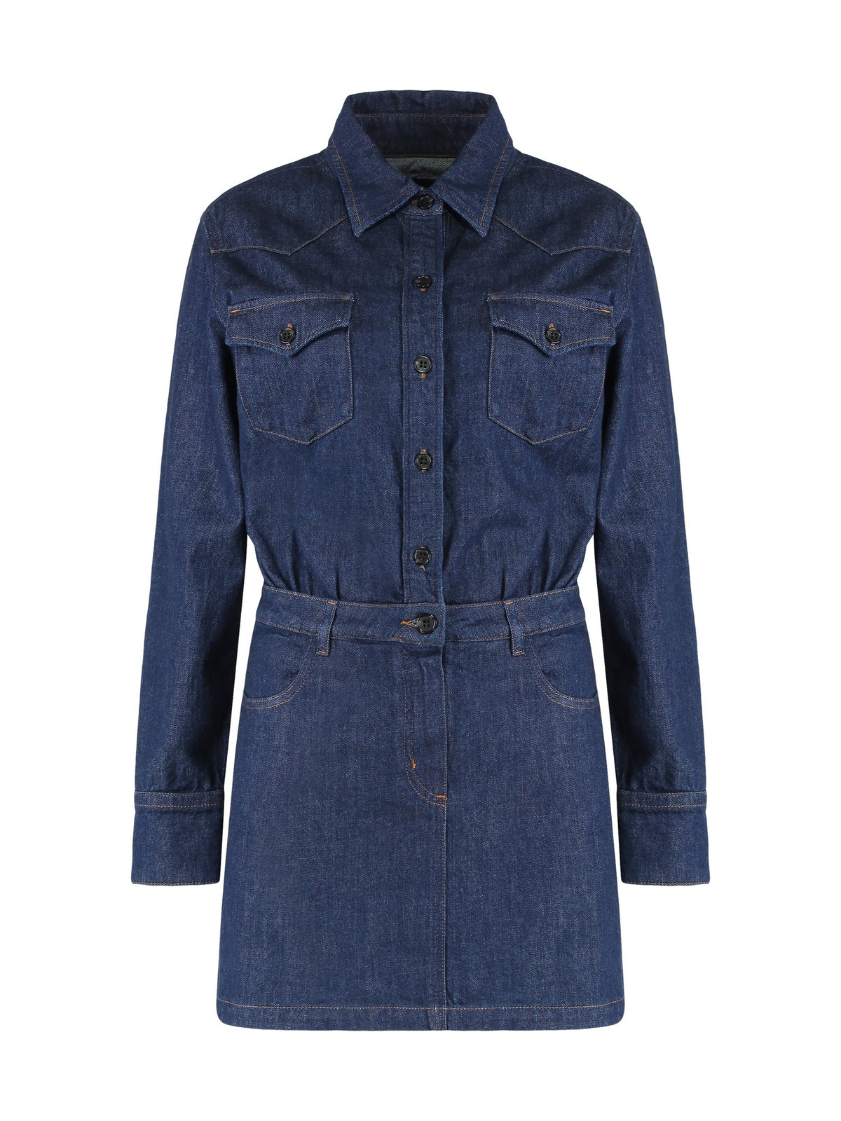 A.P.C. Denim Mini Shirt Dress in Indigo