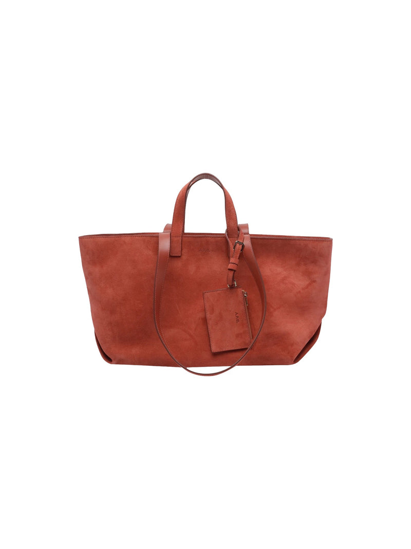 A.P.C. Suede Shopper Bag in Terracotta