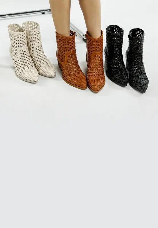 Rag Company Artisole Woven Pleather Block Heel Boots - Stylish Comfort Footwear
