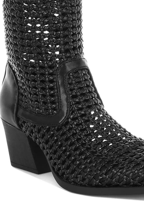 Rag Company Artisole Woven Pleather Block Heel Boots - Stylish Comfort Footwear