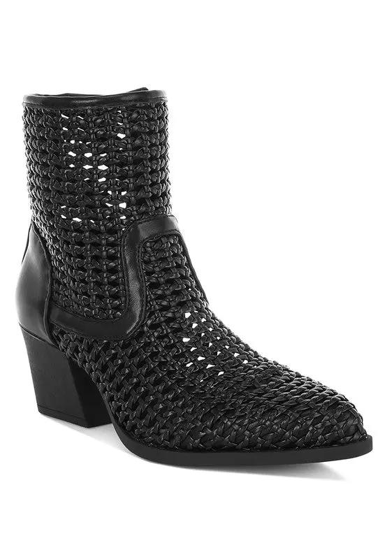 Rag Company Artisole Woven Pleather Block Heel Boots - Stylish Comfort Footwear