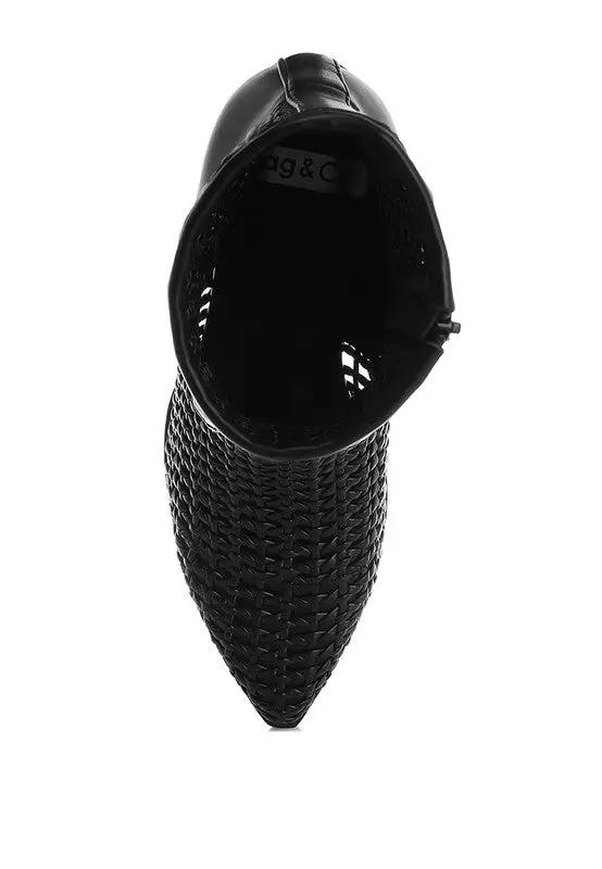 Rag Company Artisole Woven Pleather Block Heel Boots - Stylish Comfort Footwear