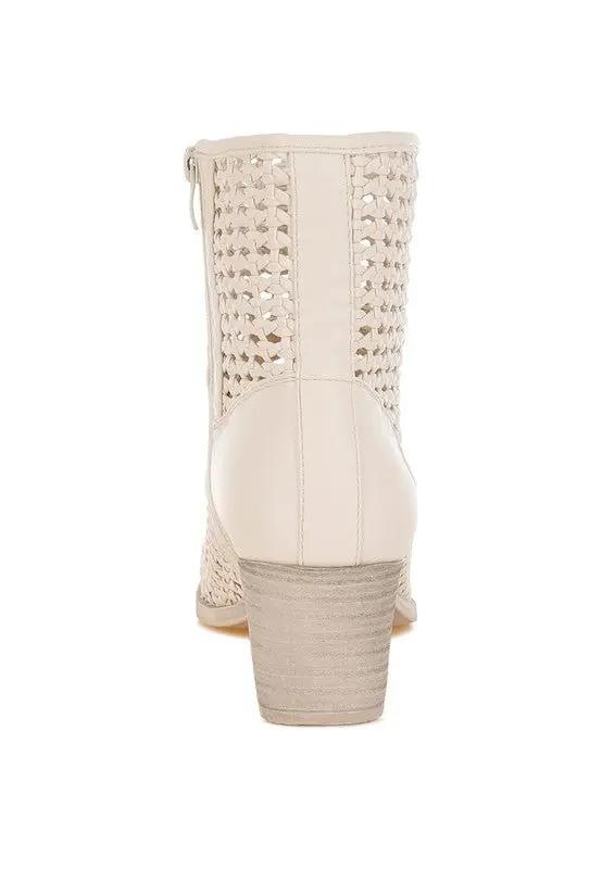 Rag Company Artisole Woven Pleather Block Heel Boots - Stylish Comfort Footwear