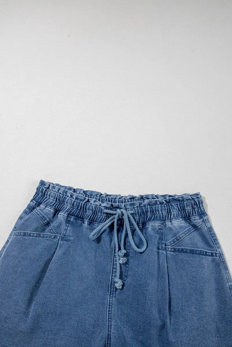 Love Salve  Ashleigh Blue Drawstring High Waist Casual Denim