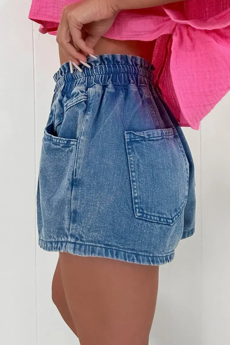 Love Salve  Ashleigh Blue Drawstring High Waist Casual Denim