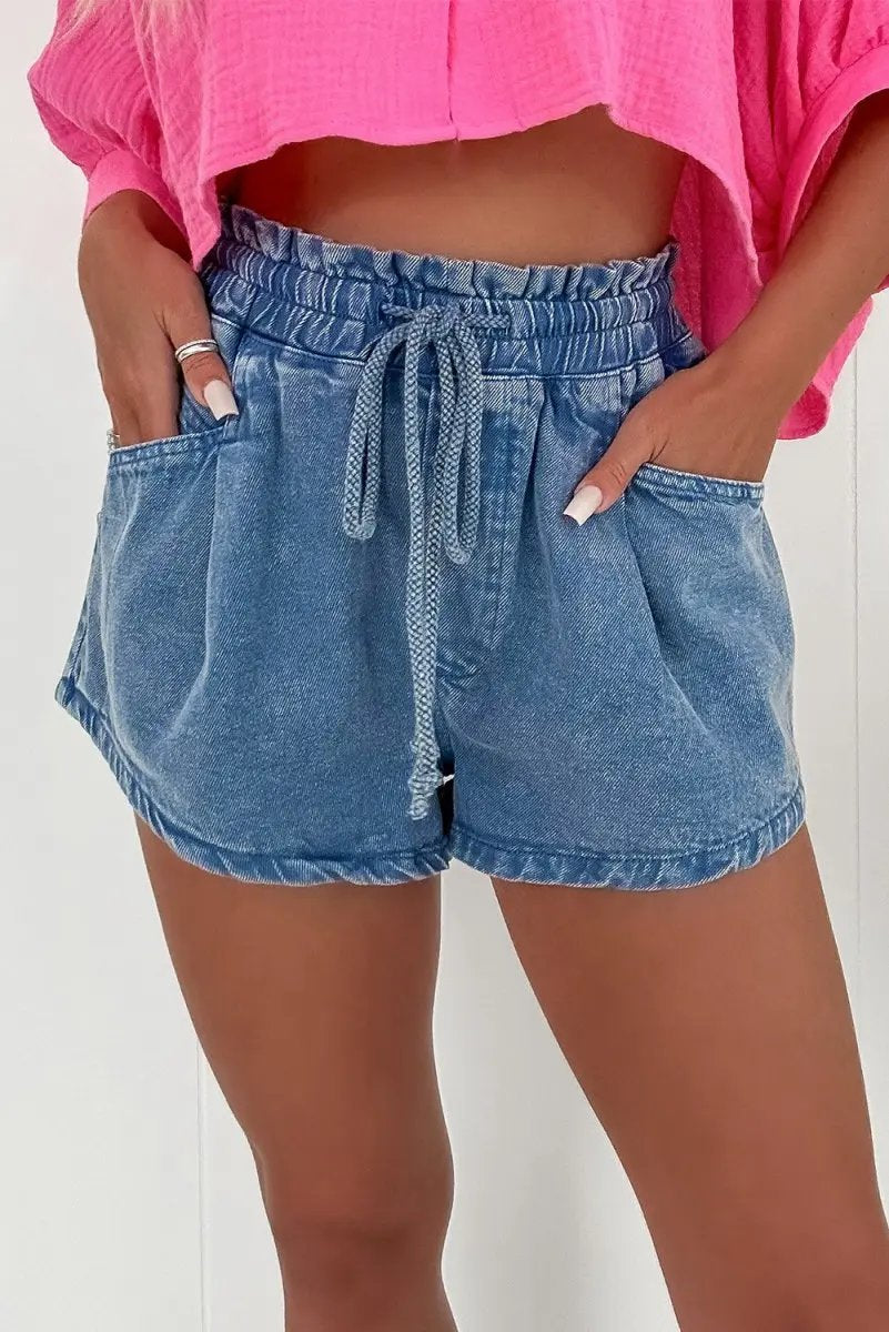 Love Salve  Ashleigh Blue Drawstring High Waist Casual Denim