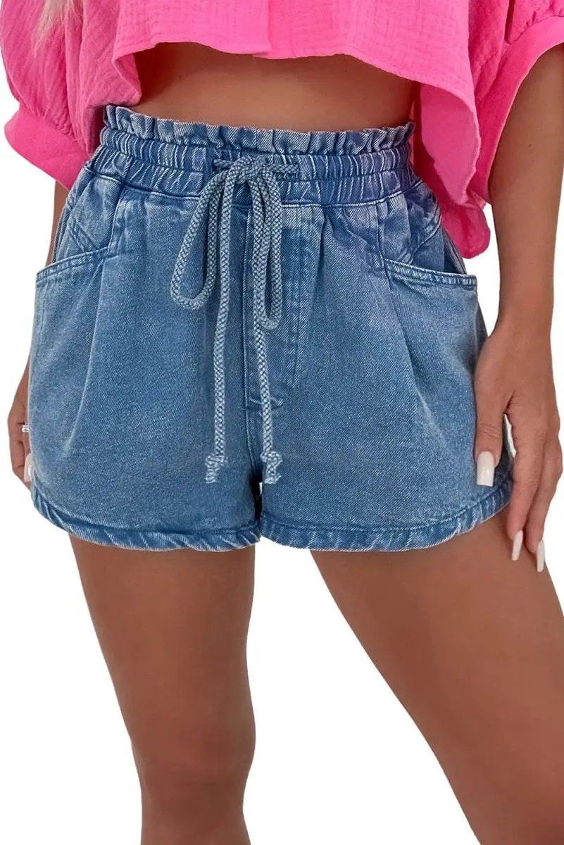 Love Salve  Ashleigh Blue Drawstring High Waist Casual Denim