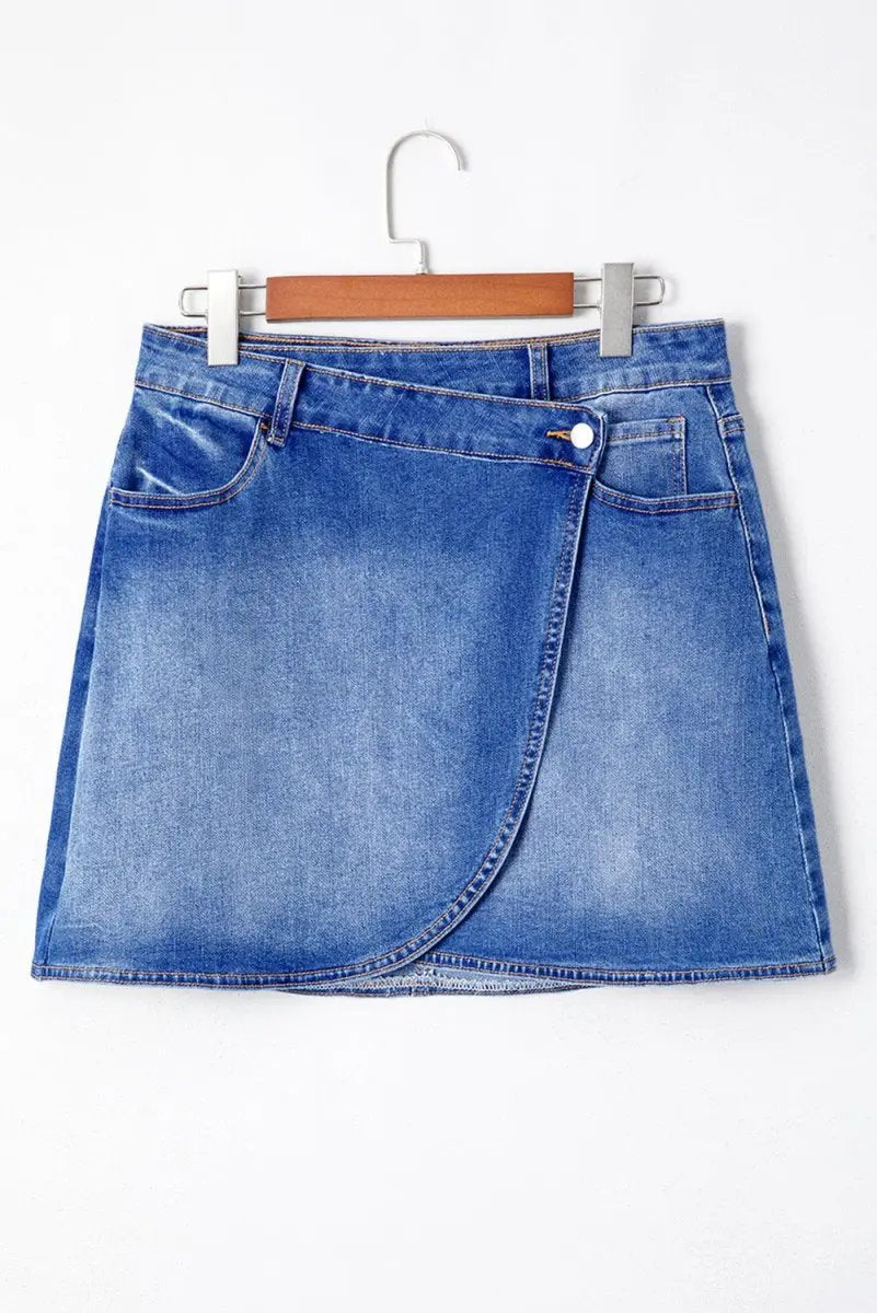 Love Salve  Ashleigh Blue Wrapped Crossed Waist Denim Mini