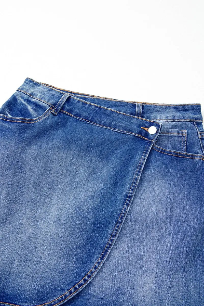 Love Salve  Ashleigh Blue Wrapped Crossed Waist Denim Mini