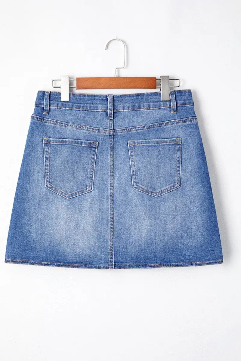 Love Salve  Ashleigh Blue Wrapped Crossed Waist Denim Mini