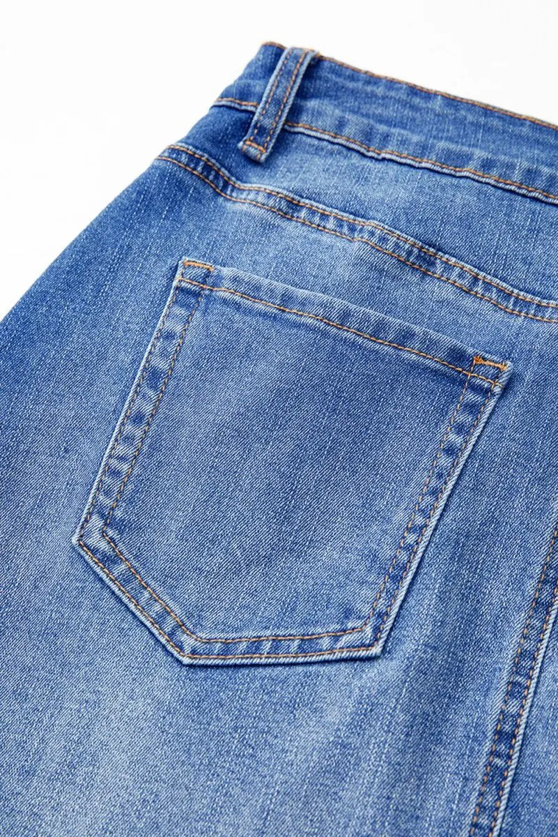 Love Salve  Ashleigh Blue Wrapped Crossed Waist Denim Mini