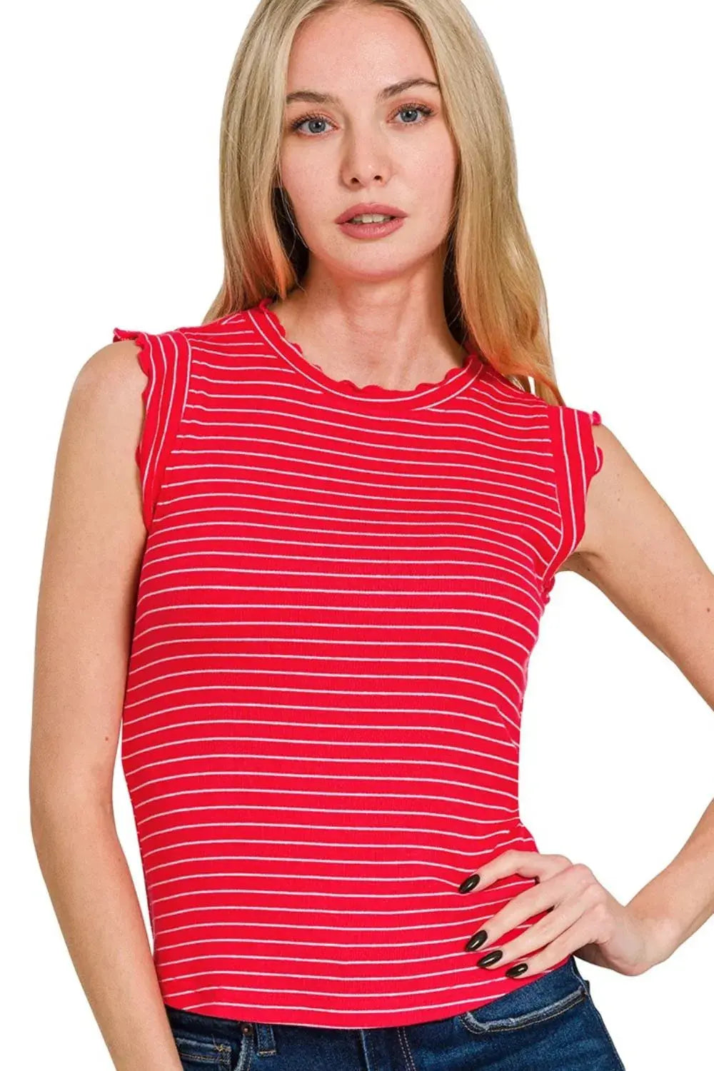 Women's Ribbed Stripe Soft Casual Tank Top