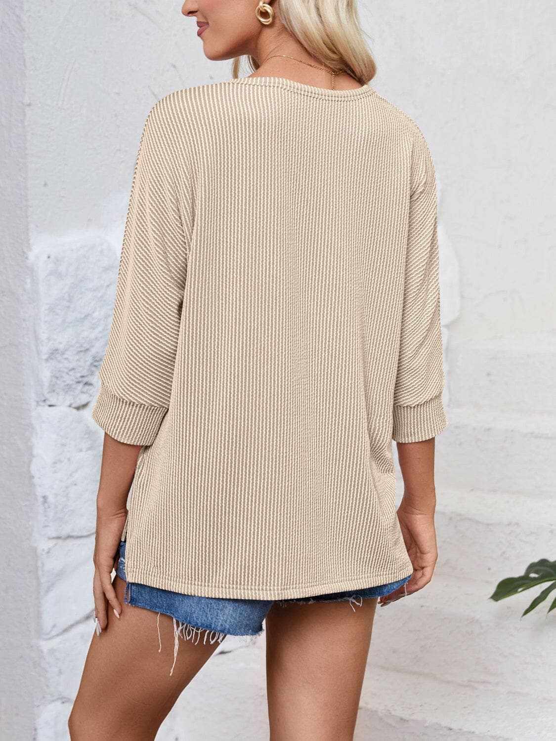 Trendsi just arrived - Textured 3/4 sleeve blouse