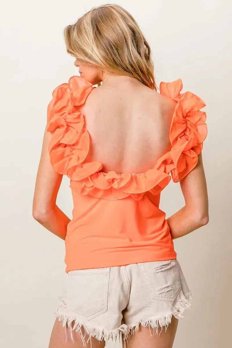 Tank Top - Merrow Frilled Strap & Cute Neckline - Women's Summer Top