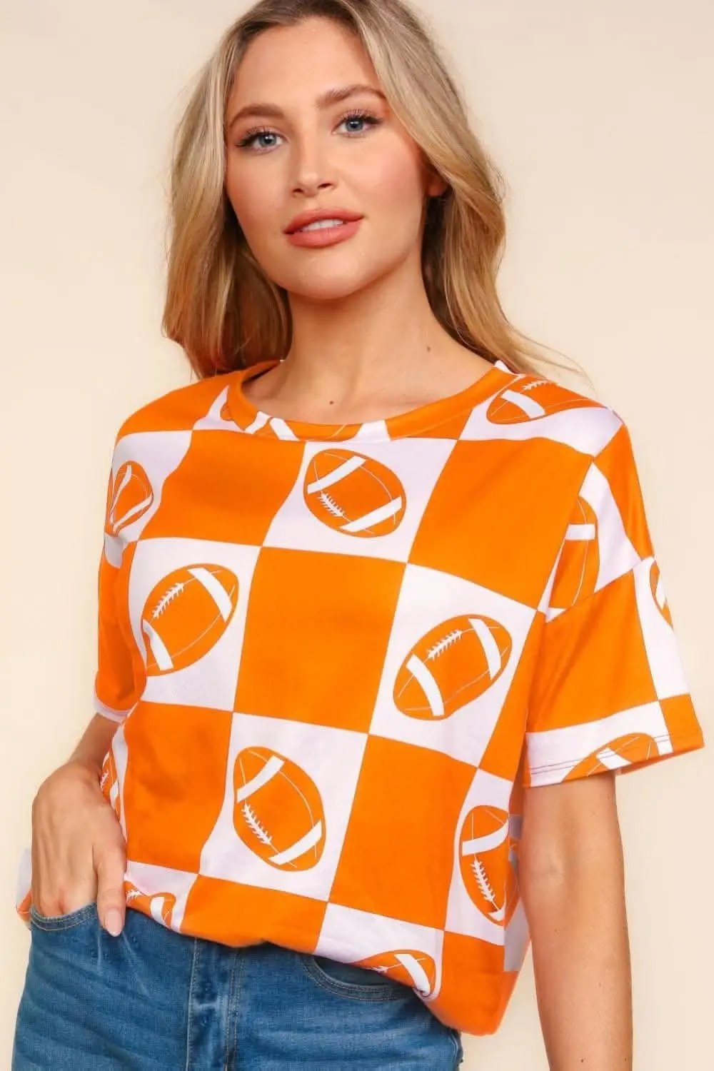 Football Tee - Haptics Checkered - Casual Top