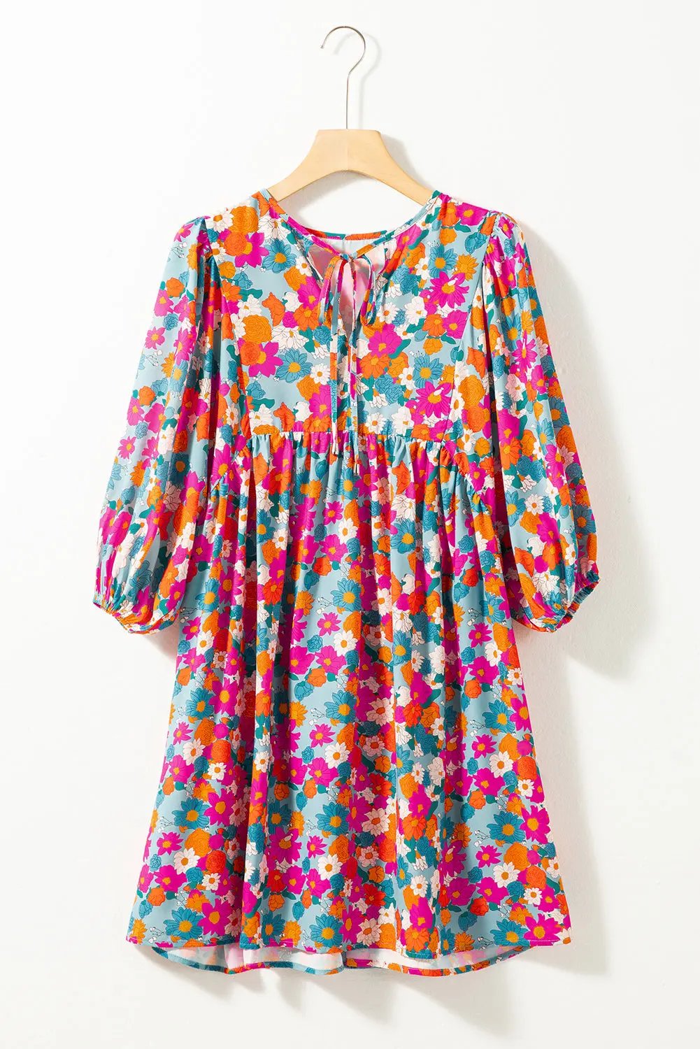 Babydoll Dress - Floral Print & Cute Sleeves - Summer Style