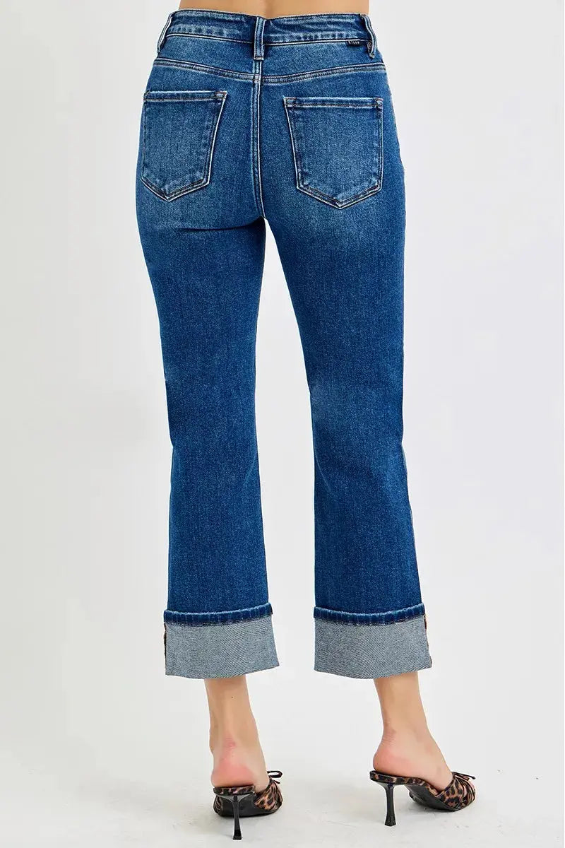 Jeans - High Rise Plus Size - Ankle Straight Cuffed