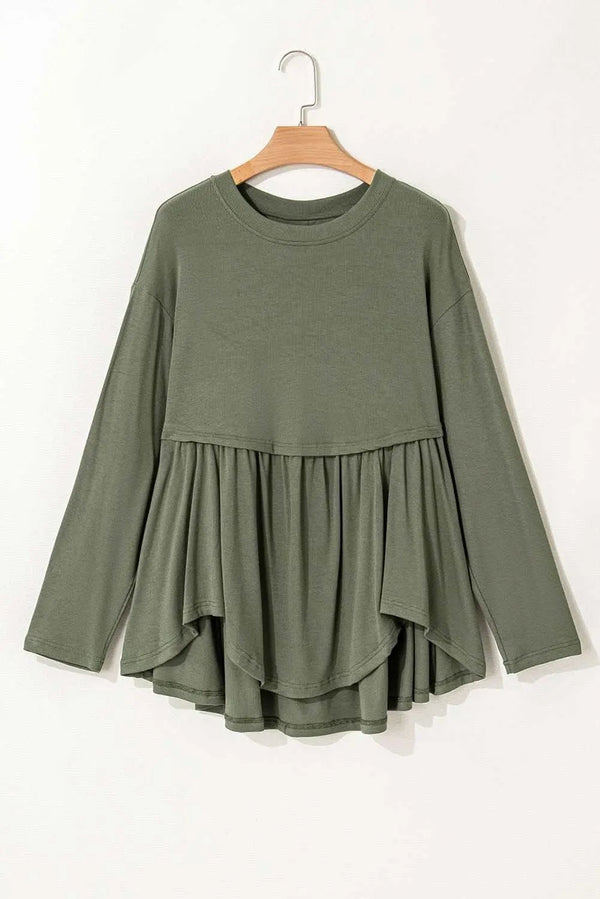 Love Salve Mist Green Plus Size Women's Babydoll Top: Comfy & Fashionable