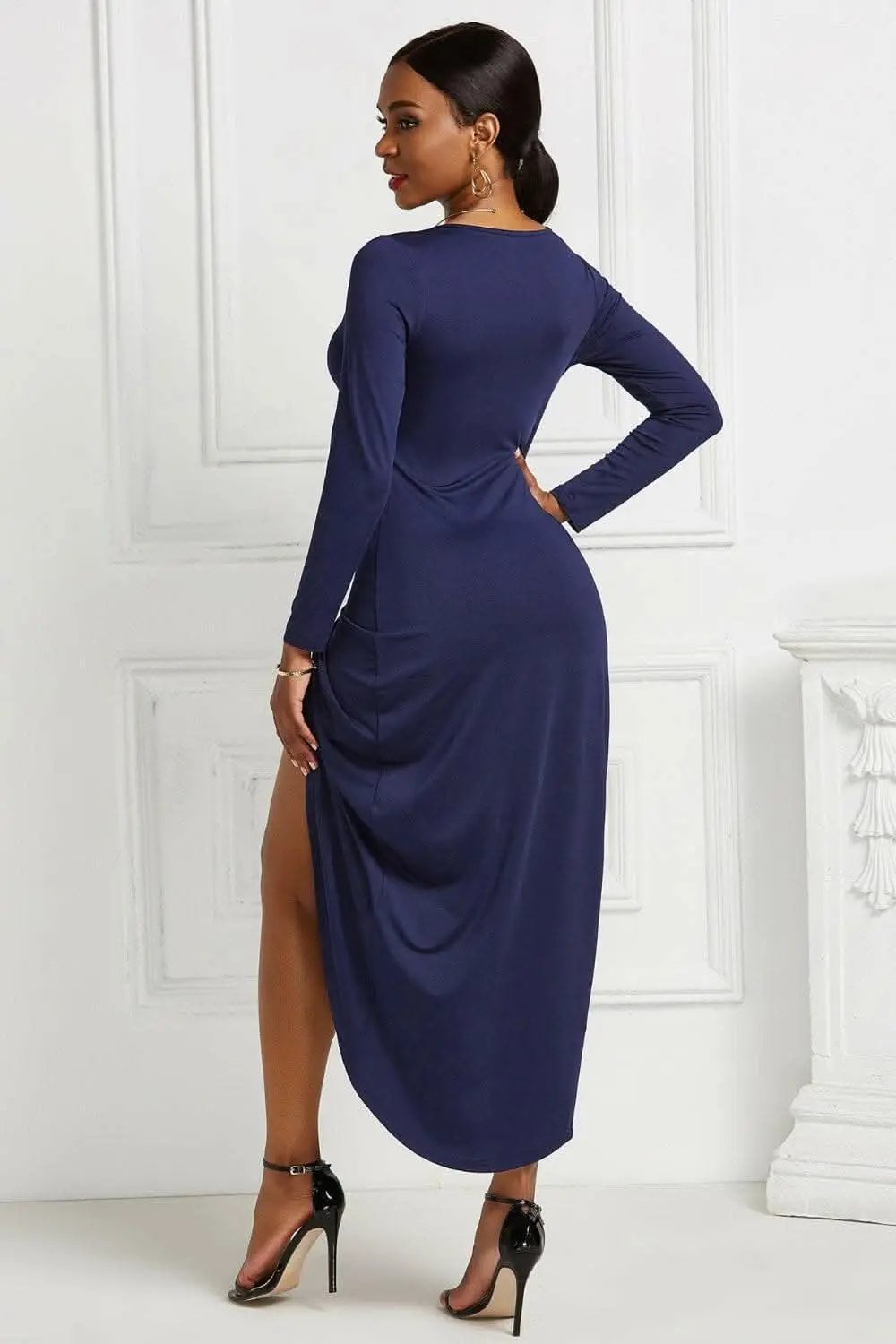 Trendsi Elegant ruched surplice dress
