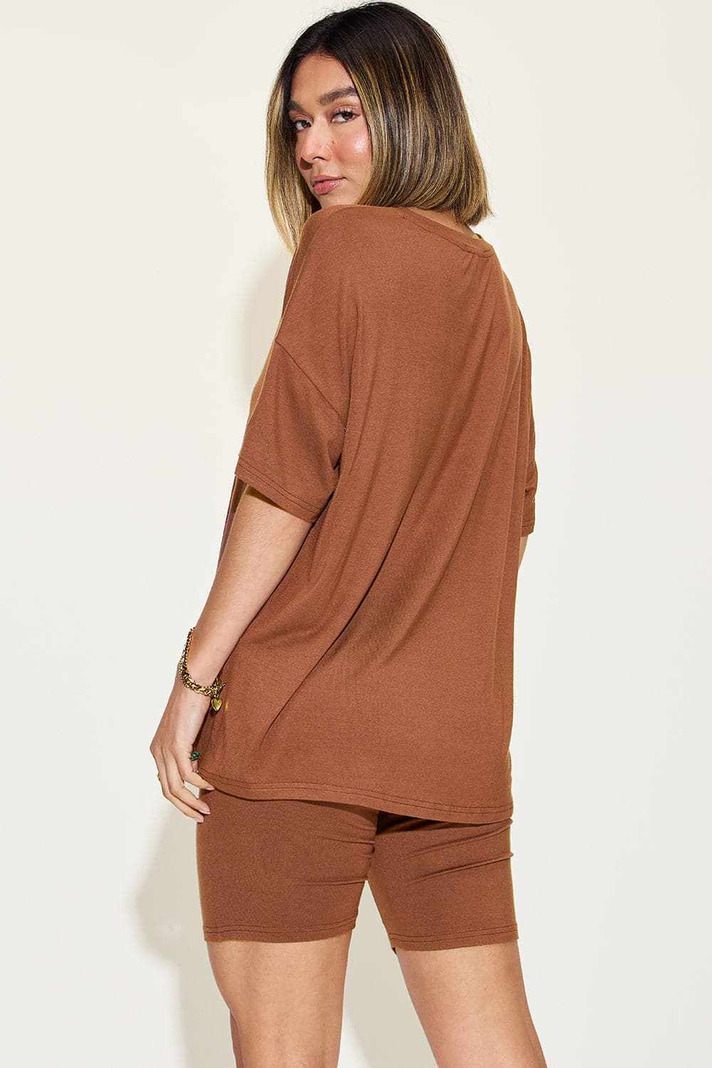 Basic Bae V-neck T-shirt & Shorts Set by Trendsi