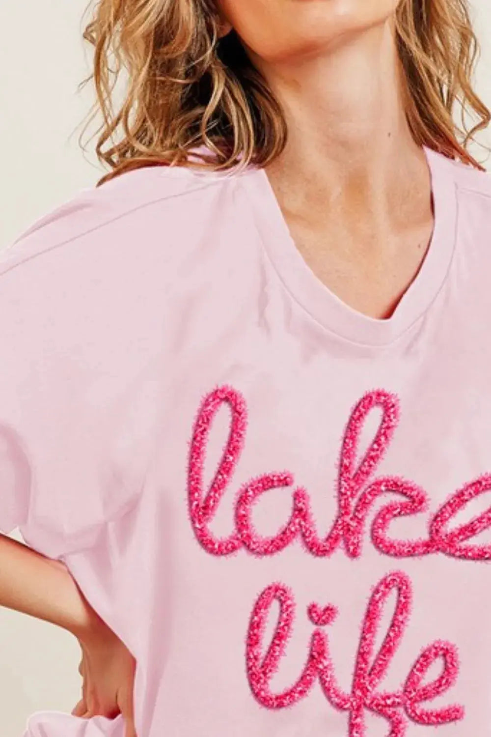 Women's Tee - Metallic Letter - Casual Short Sleeve