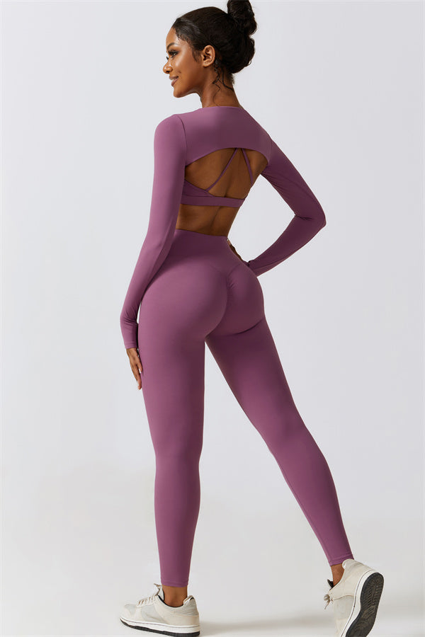 Juno Star Crop Top Sports Bra Leggings 3-Piece Set