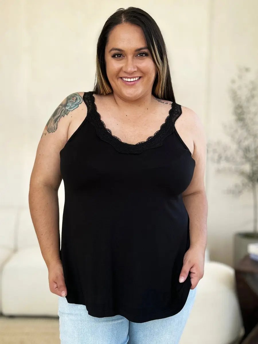 Trendsi Basic Bae Full Size Lace Detail V-Neck Cutout Cami