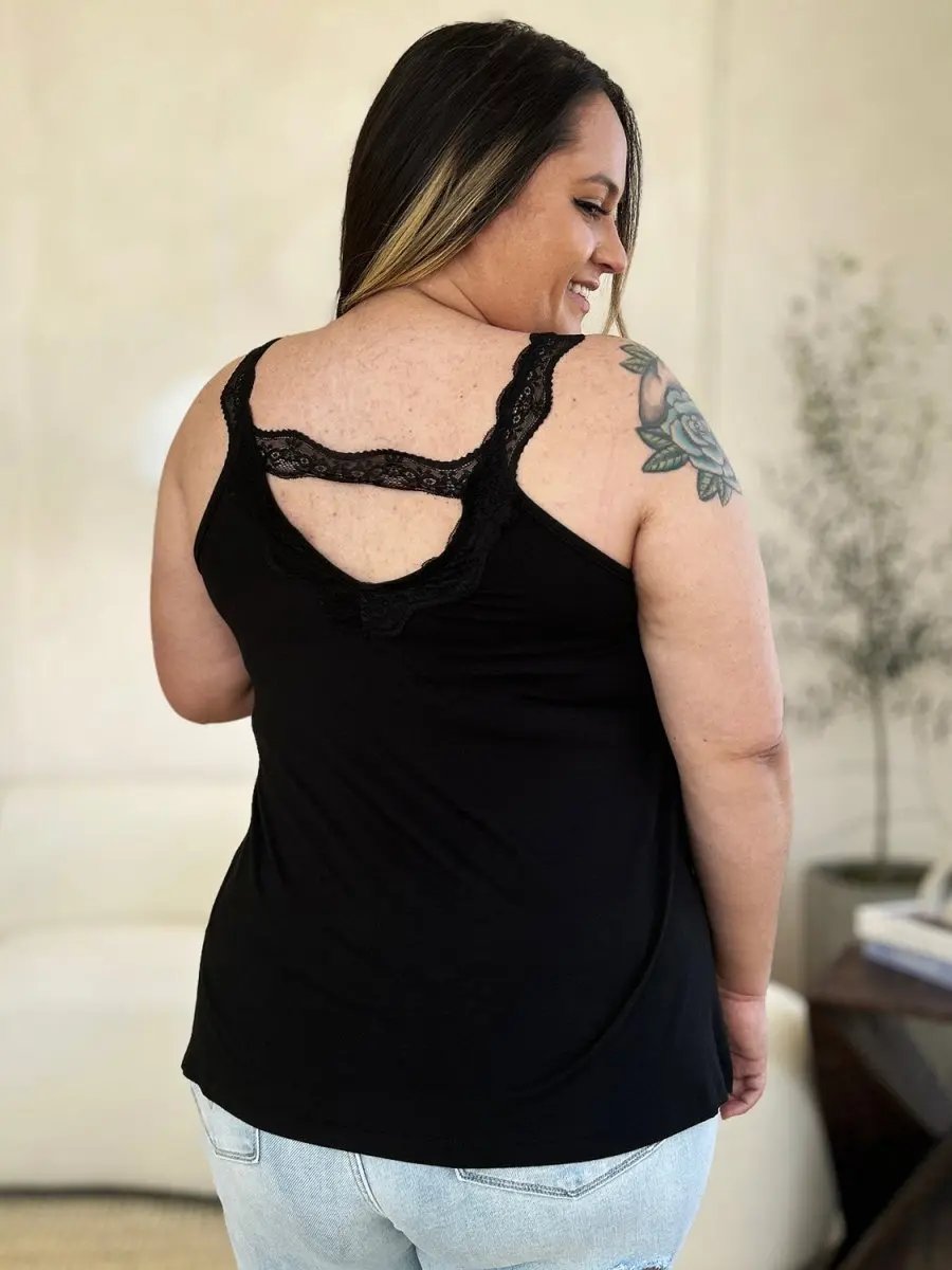 Trendsi Basic Bae Full Size Lace Detail V-Neck Cutout Cami