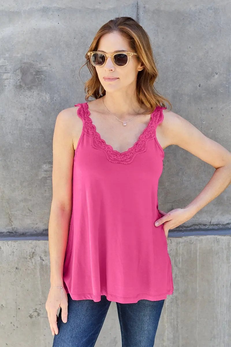 Trendsi Basic Bae Full Size Lace Detail V-Neck Cutout Cami