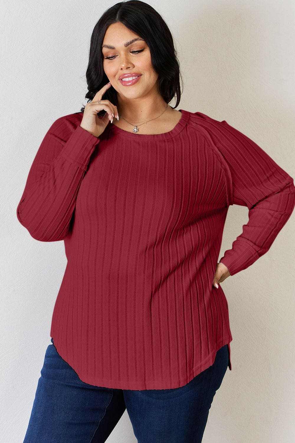 Trendsi TIKTOK - Chic ribbed round neck tee