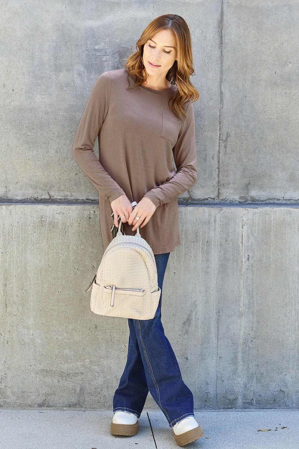 Trendsi TIKTOK - Luxe long sleeve top with pockets