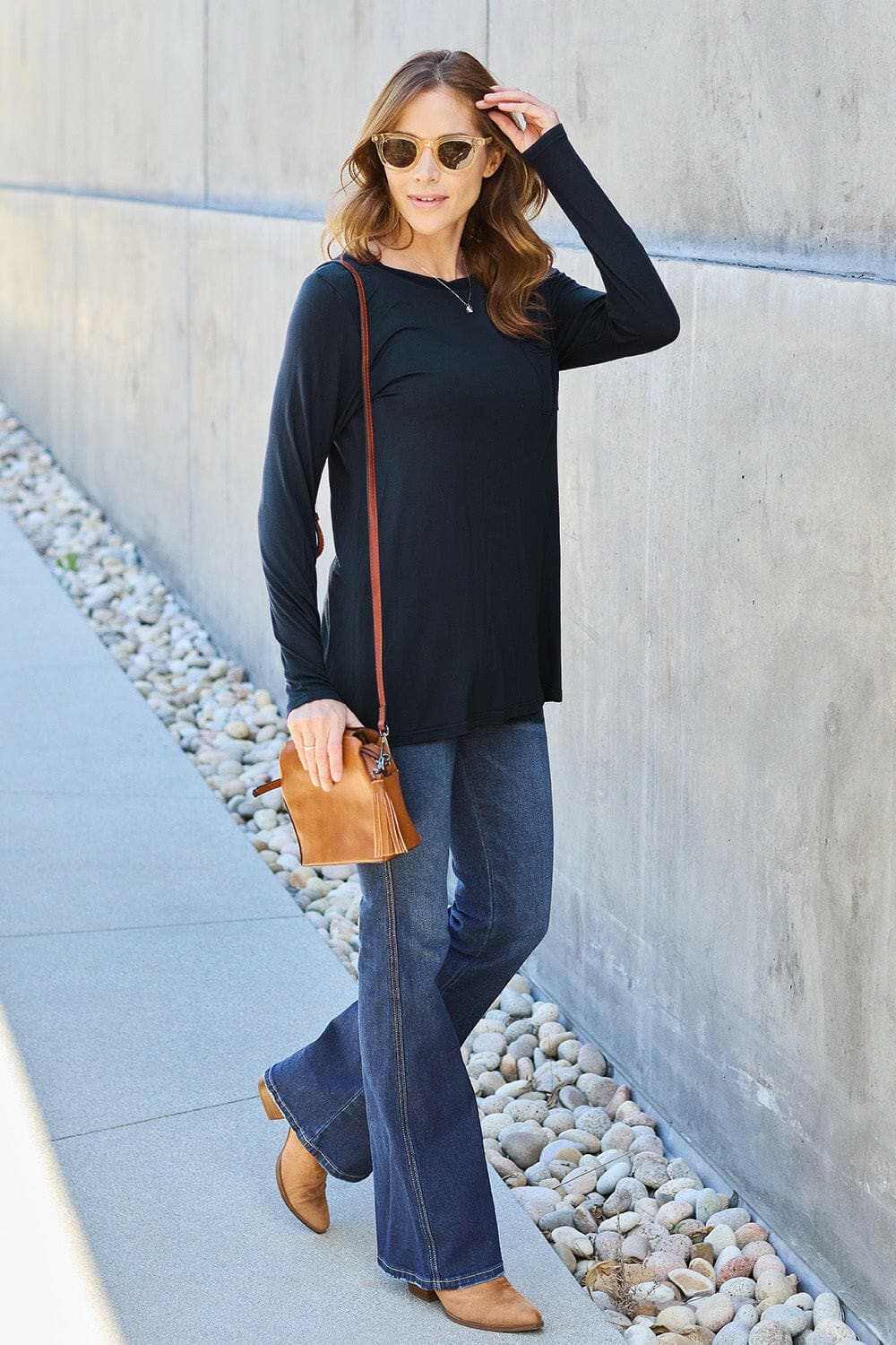 Trendsi TIKTOK - Luxe long sleeve top with pockets