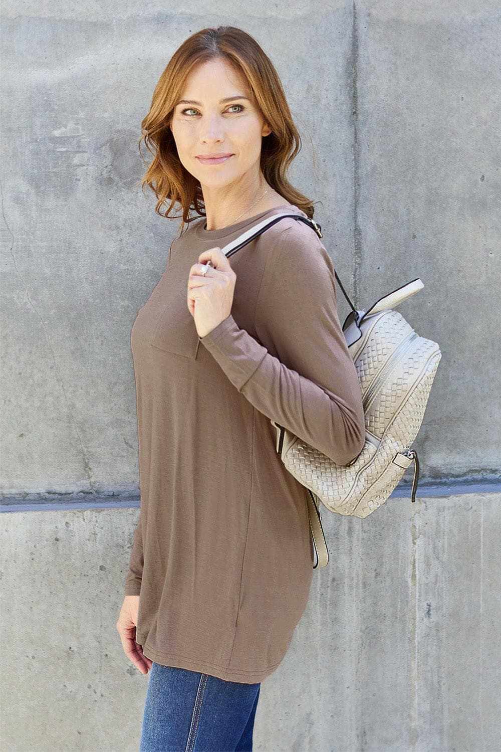 Trendsi TIKTOK - Luxe long sleeve top with pockets