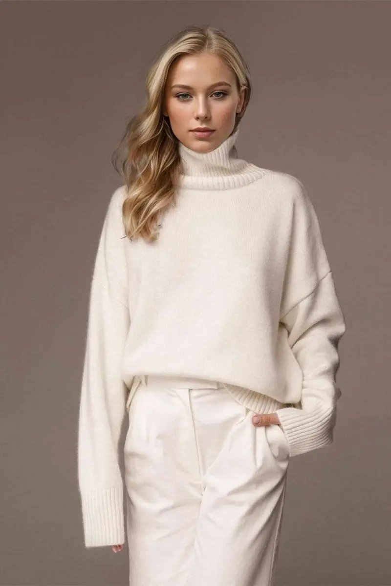 Trendsi Basic Bae Turtleneck Dropped Shoulder Long Sleeve