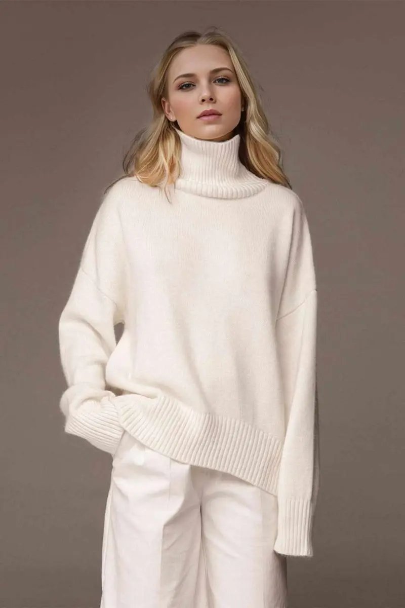 Trendsi Basic Bae Turtleneck Dropped Shoulder Long Sleeve