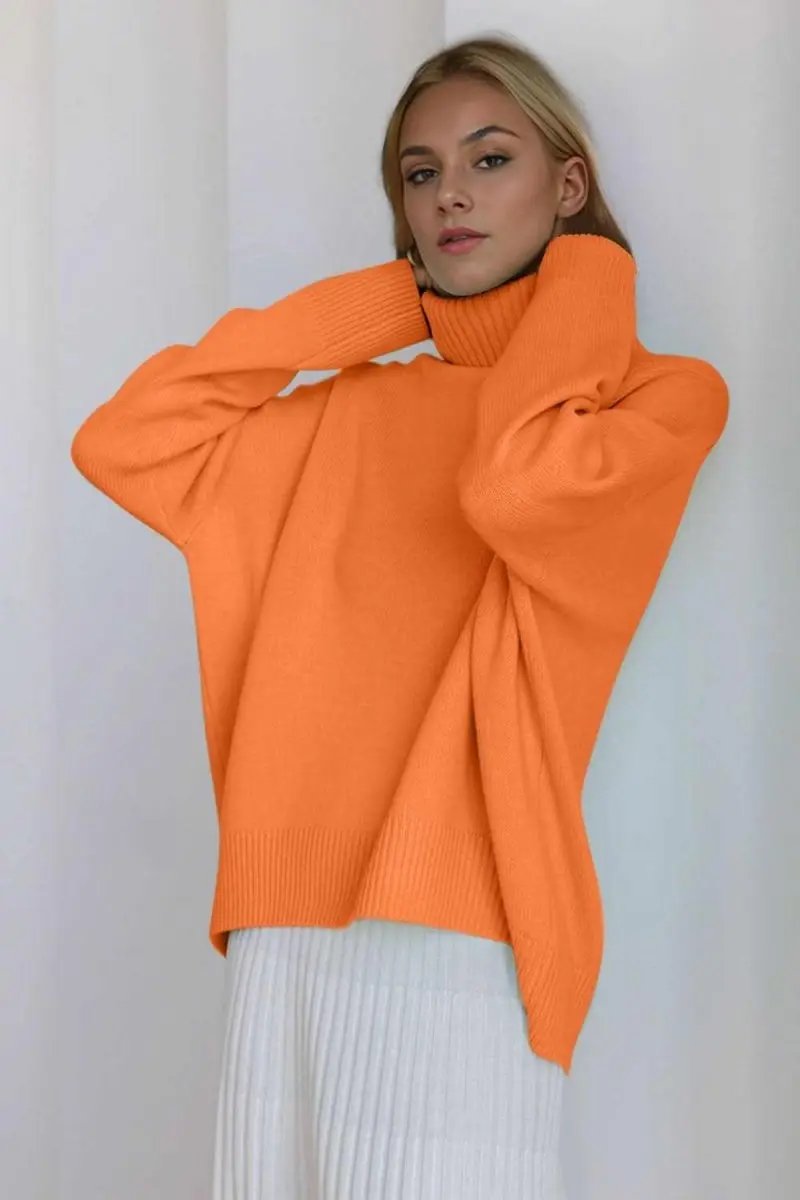 Trendsi Basic Bae Turtleneck Dropped Shoulder Long Sleeve