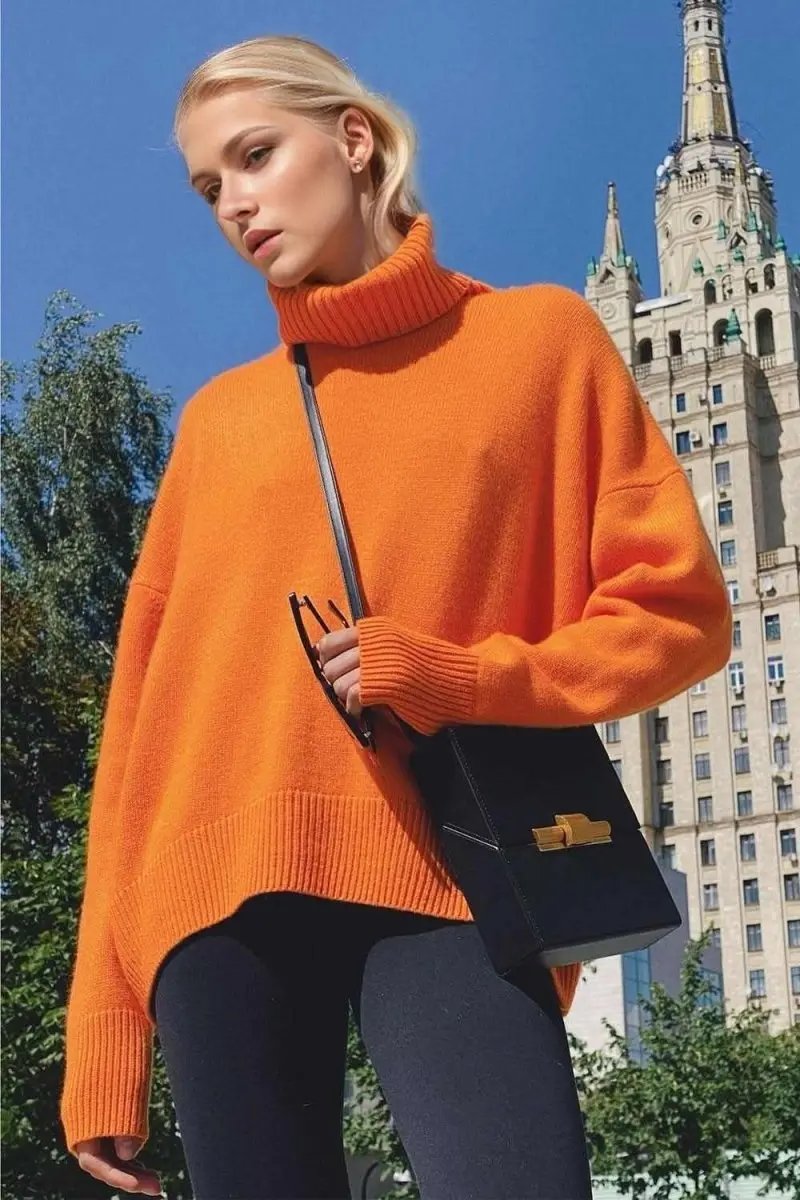 Trendsi Basic Bae Turtleneck Dropped Shoulder Long Sleeve