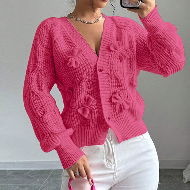 Women's Bow Cropped Cardigan