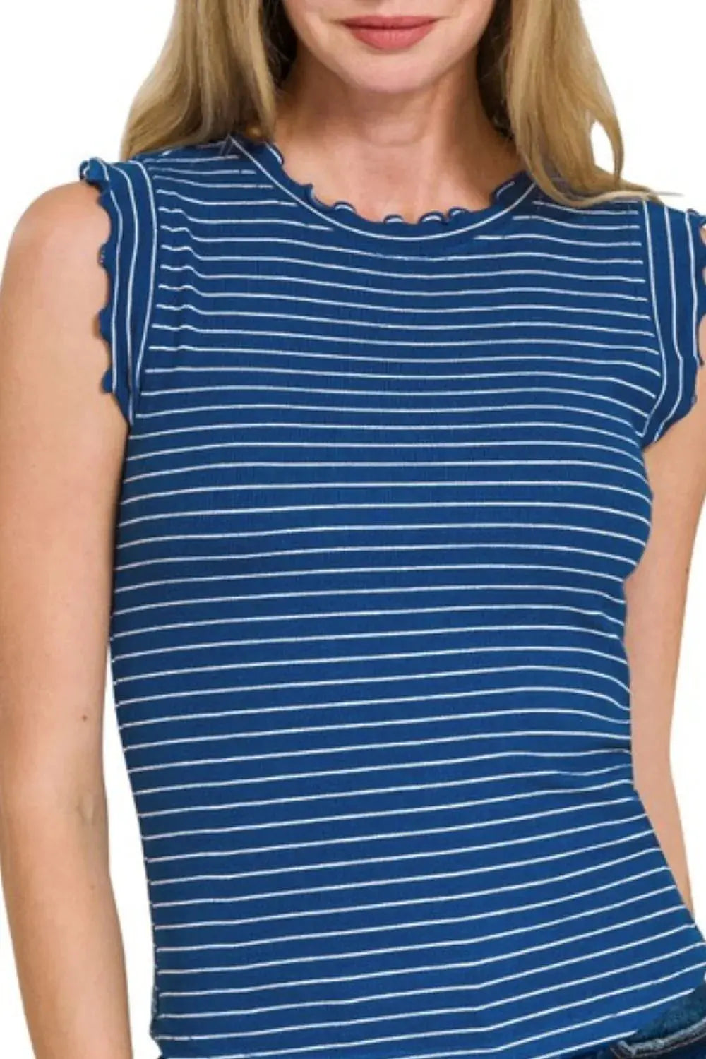 Women's Tank Top - Ribbed Stripe, Soft, USA Made - Casual