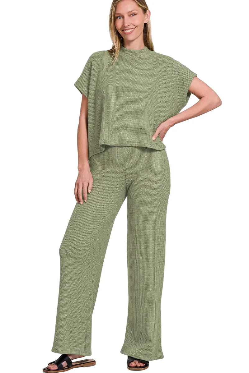 Sweater Boxy Top & Long Pants Set