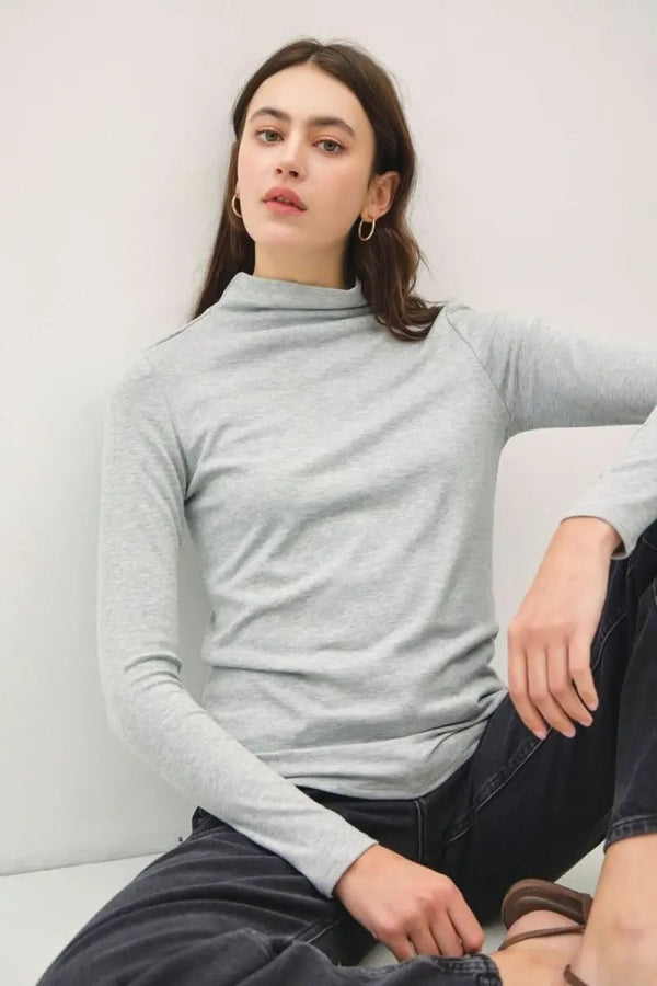 Be Cool Mock Neck Long Sleeve T-Shirt by Trendsi