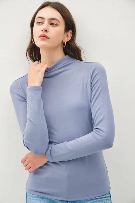 Trendsi Be Cool Mock Neck Long Sleeve T-Shirt modern